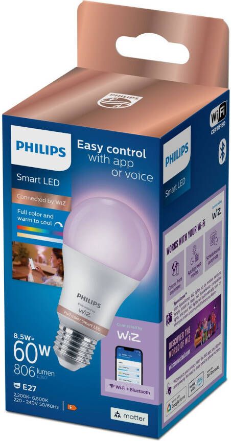 Philips Slimme Ledlamp A60 Gekleurd En Wit Licht E27 8 5w