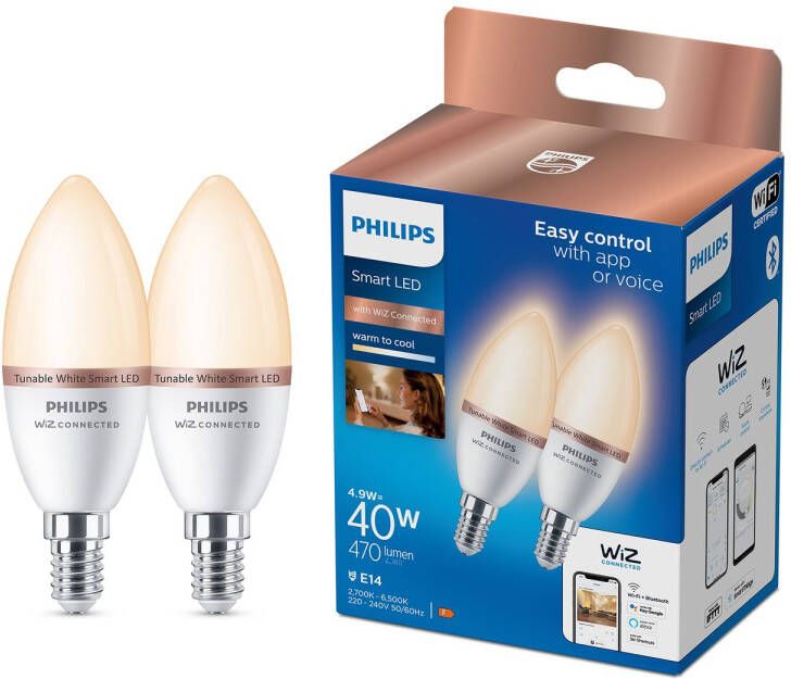 Philips Slimme Ledlamp C37 E14 4 9w 2 Stuks