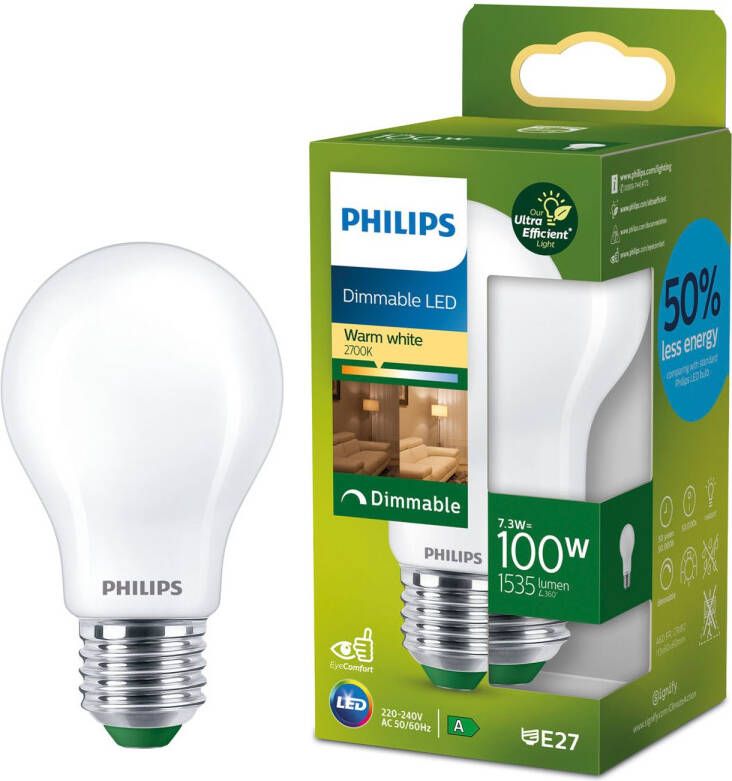 Philips Ultra Efficient Led Lamp E27 Dimbaar Warmwit Licht 100w Mat