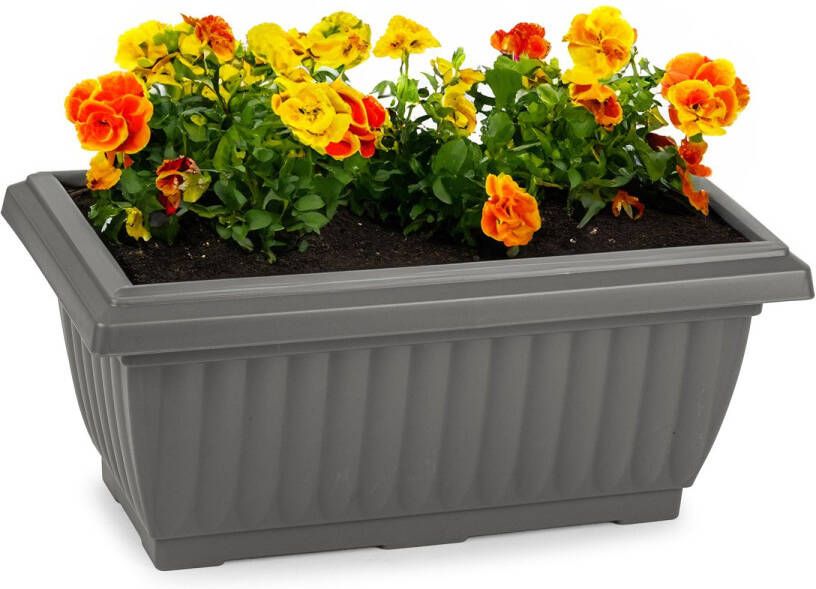 PLASTICFORTE Plantenpot bloempot Windsor buiten kunststof antraciet L33 x B18 x H15 cm plantenbak balkon terras tuin