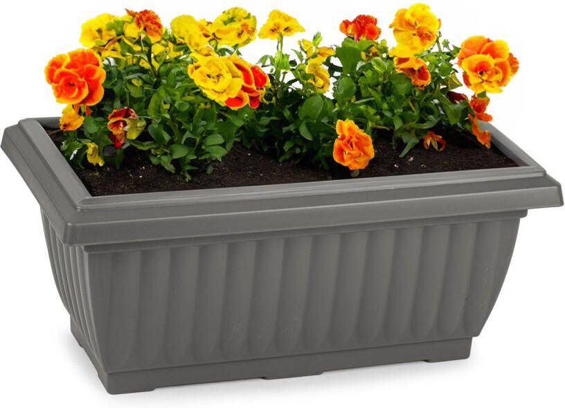 PLASTICFORTE Plantenpot bloempot Windsor buiten kunststof antraciet L33 x B18 x H15 cm plantenbak balkon terras tuin