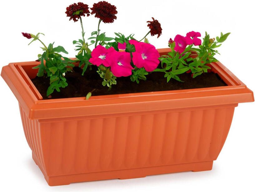 PLASTICFORTE Plantenpot bloempot Windsor buiten kunststof terracotta L33 x B18 x H15 cm plantenbak balkon terras tuin