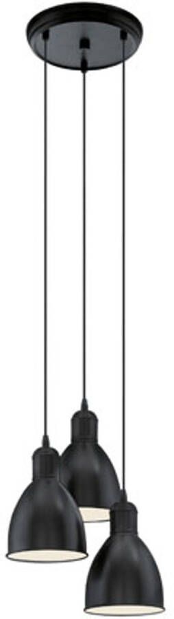 Eglo Vintage Priddy Hanglamp 3 Lichts Zwart Wit
