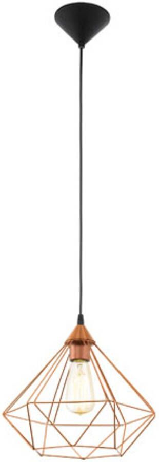 Eglo Vintage Tarbes Hanglamp Draadlamp 1 Lichts Ø325mm. Zwart Koperkleurig - Foto 6