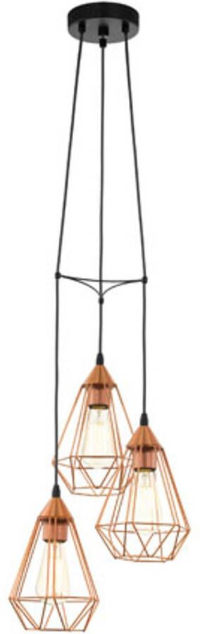 Eglo Tarbes Hanglamp Draadlamp 3 Lichts Ø310mm. Zwart Koperkleurig - Foto 7