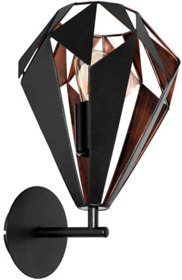 EGLO Wandlamp CARLTON 1 Vintage wandlamp wandverlichting metaal zwart koper E27 (1 stuk) - Foto 5