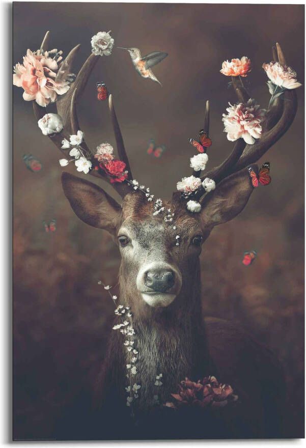 Leen Bakker Wandpaneel Fauna Flora Deer bruin 60x90 cm