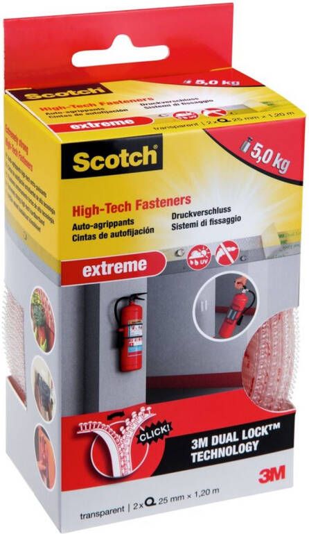 3M Scotch™ Extreme Hersluitbare Montagestrips Transparant 25mm 1 2m