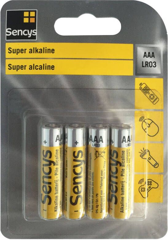 Sencys Super Alkaline Batterij Aaa lr03 4 Stuks