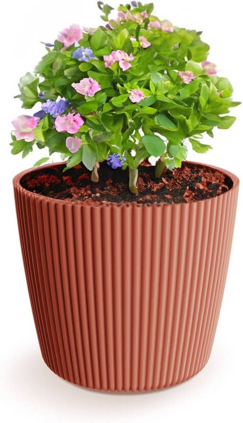 Prosperplast Plantenpot bloempot Buckingham buiten binnen design kunststof steenrood D23 x H21 cm