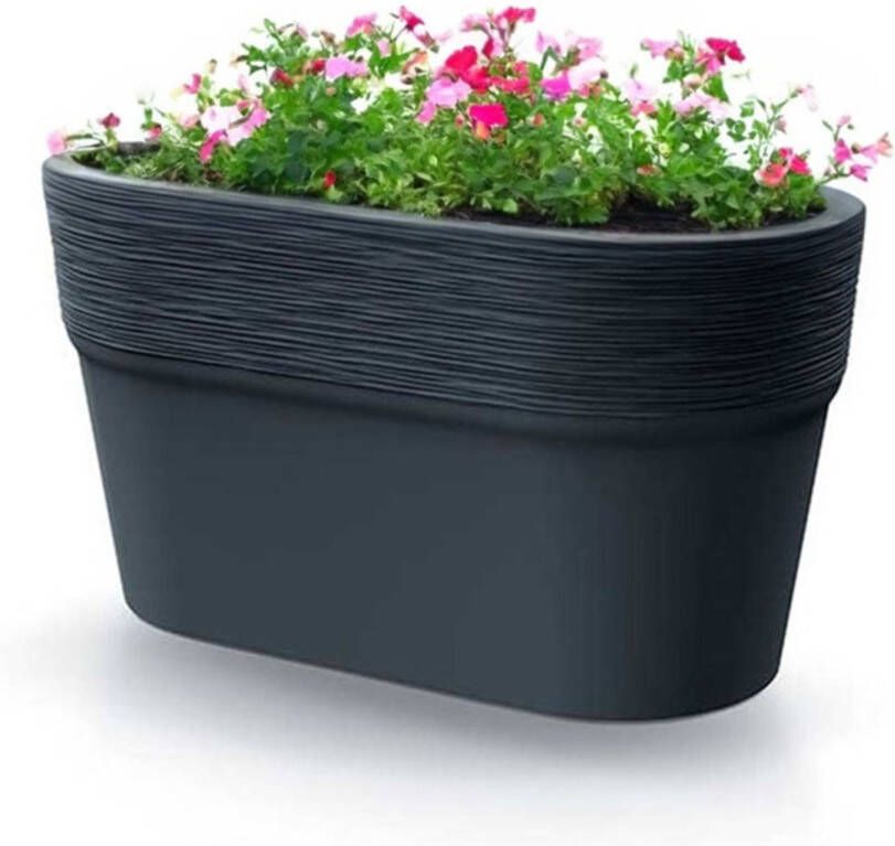 Prosperplast Plantenpot bloempot Windsor buiten binnen design kunststof antraciet L28 x B15 x H15 cm Ovaal