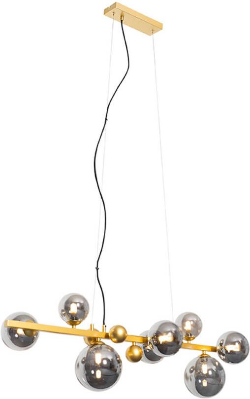 QAZQA Art Deco Hanglamp Goud Met Smoke Glas 8-lichts David