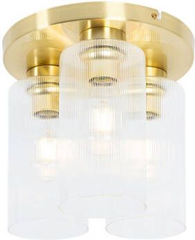 QAZQA Art Deco Plafondlamp Goud Met Glas 3-lichts Laura