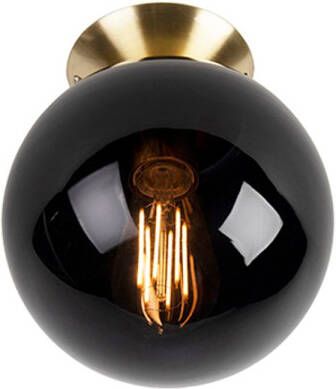 QAZQA Art Deco Plafondlamp Messing Met Zwart Glas Pallon