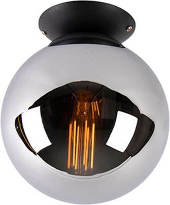 QAZQA Art Deco Plafondlamp Zwart Met Smoke Glas Pallon