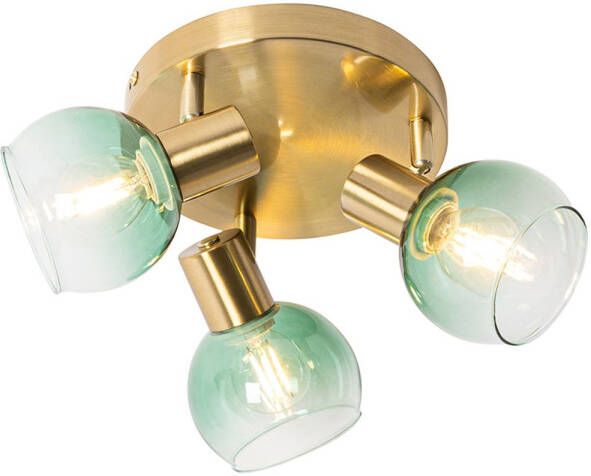 QAZQA Art Deco Plafondspot Goud Met Groen Glas 3-lichts Vidro