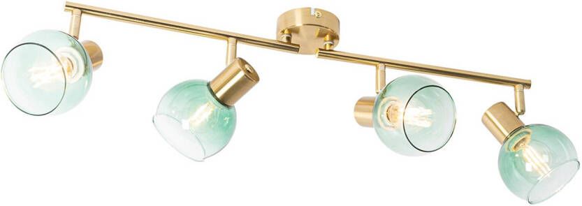 QAZQA Art Deco Spot Goud Met Groen Glas 4-lichts Vidro