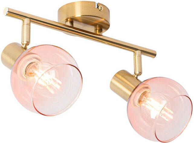 QAZQA Art Deco Spot Goud Met Roze Glas 2-lichts Vidro