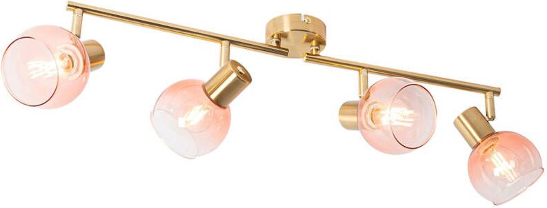 QAZQA Art Deco spot goud met roze glas 4-lichts Vidro