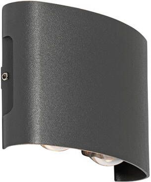 QAZQA Buiten Wandlamp Donkergrijs Incl. Led 4-lichts Ip54 Silly