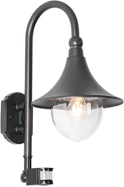 QAZQA Buiten Wandlamp Zwart Ip44 Incl. Bewegingsmelder Daphne