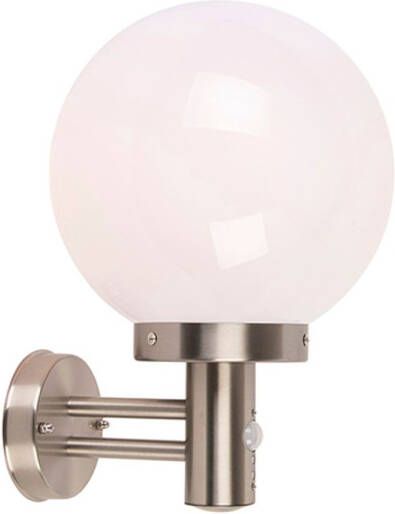 QAZQA Buitenwandlamp Staal Rvs Ip44 Met Bewegingsmelder Sfera