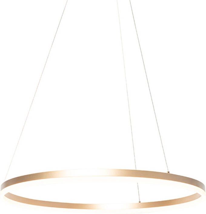 QAZQA anello Design LED Dimbare Grote hanglamp met Dimmer voor boven de eettafel in eetkamer 1 lichts Ø 80 cm Goud messing Woonkamer Slaapkamer Keuken