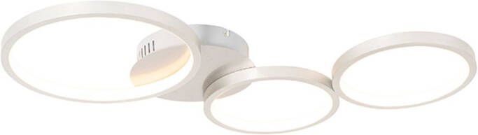 QAZQA Design Plafondlamp Staal Incl. Led 3-staps Dimbaar 3-lichts Pande