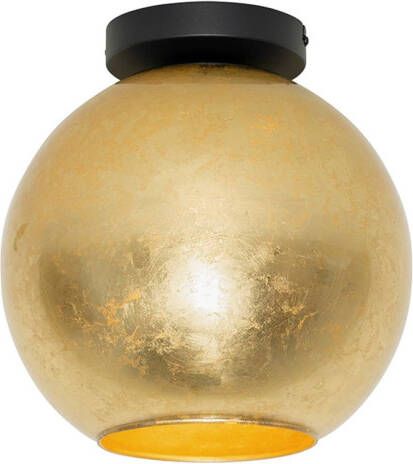 QAZQA Design Plafondlamp Zwart Met Goud Glas Bert