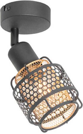 QAZQA Design Plafondlamp Zwart Met Goud Noud