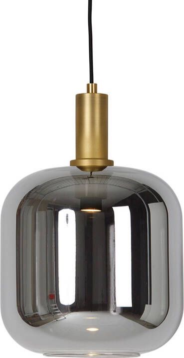 QAZQA Hanglamp Zwart Met Goud En Smoke Glas Incl. Pucc Zuzanna