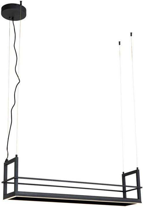 QAZQA Hanglamp Zwart Met Rek Incl. Led 3-staps Dimbaar Cage Rack