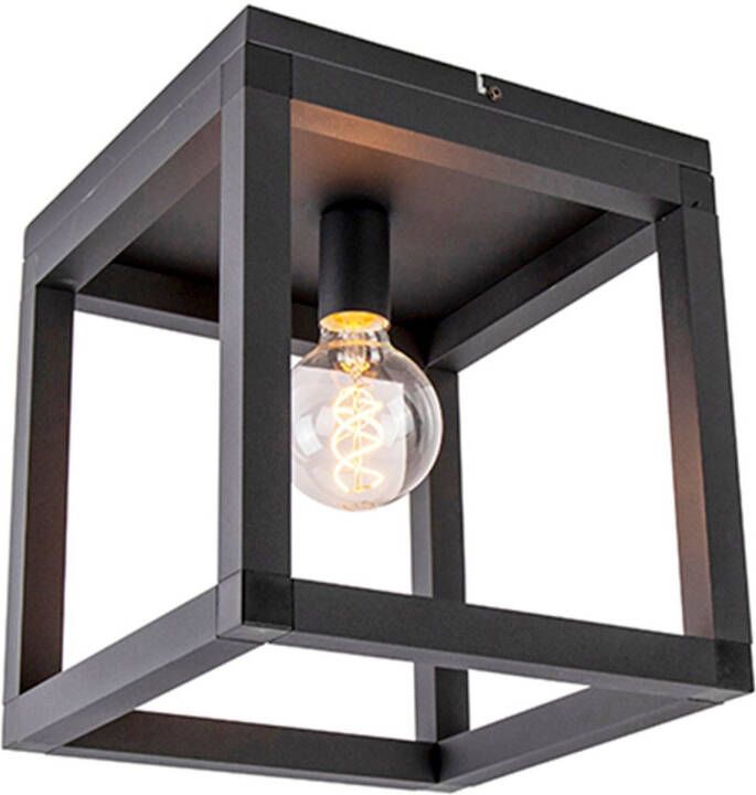 QAZQA Plafondlamp big_cage2 Zwart Industrieel L 290mm