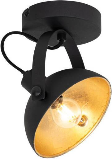 QAZQA Industriële Plafondlamp Zwart Met Goud 15 Cm Verstelbaar Magnax