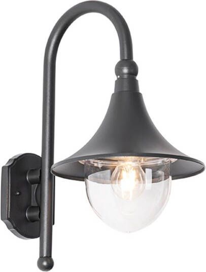 QAZQA Wandlamp buiten daphne Zwart Klassiek Antiek L 25.5cm