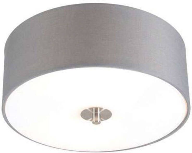 QAZQA Landelijke Plafondlamp Grijs 30 Cm Drum