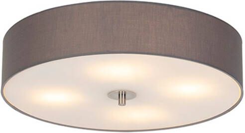 QAZQA Landelijke Plafondlamp Grijs 50 Cm Drum