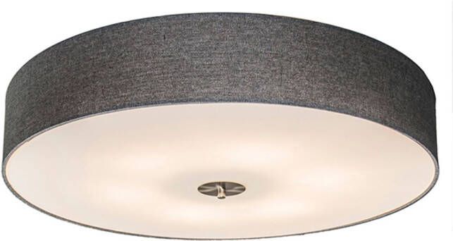 QAZQA Drum 70 Plafondlamp met lampenkap 6 Lichts Ø70 cm grijs