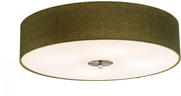 QAZQA Landelijke Plafondlamp Groen 50 Cm Drum Jute