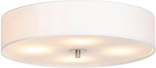 QAZQA Plafondlamp drum Crème Modern D 500mm