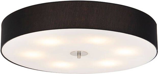 QAZQA Landelijke Plafondlamp Zwart 70 Cm Drum