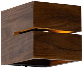 QAZQA Landelijke Wandlamp Walnoot Hout 9 7 Transfer Groove