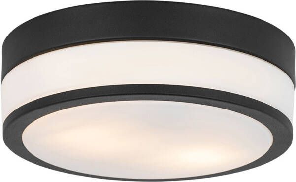 QAZQA Moderne Buiten Plafondlamp Zwart 28 Cm Ip44 Flavi