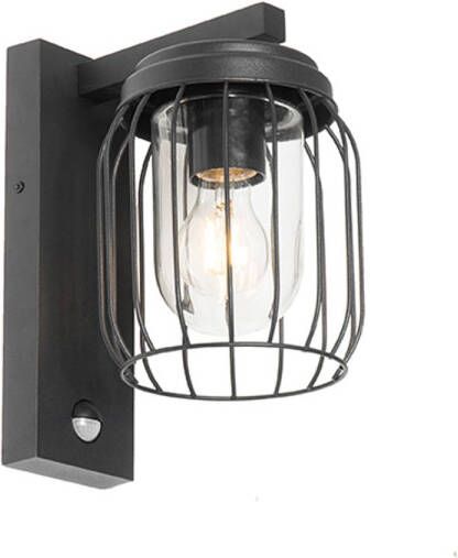 QAZQA Moderne Buiten Wandlamp Zwart Ip44 Met Bewegingssensor Luc