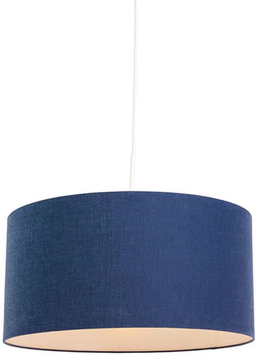 QAZQA Moderne Hanglamp Wit Met Antiek Blauwe Kap 50 Cm Combi 1