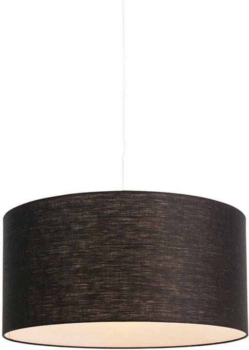 QAZQA Moderne Hanglamp Wit Met Zwarte Kap 50 Cm Combi 1