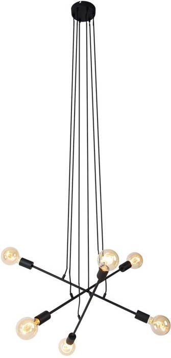 QAZQA Moderne Hanglamp Zwart 80 Cm 6-lichts Sydney