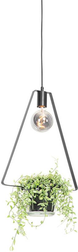 QAZQA Moderne Hanglamp Zwart Met Glas Driehoekig Roslini