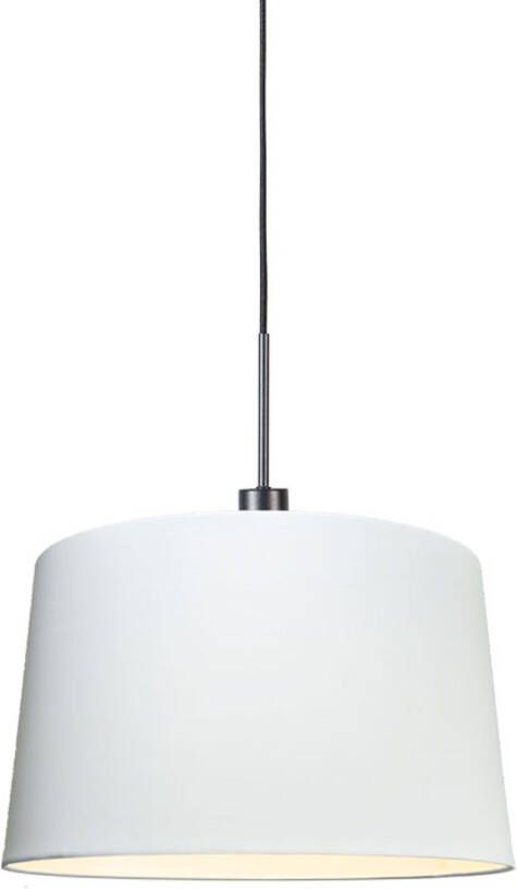 QAZQA Moderne Hanglamp Zwart Met Kap 45 Cm Wit Combi 1