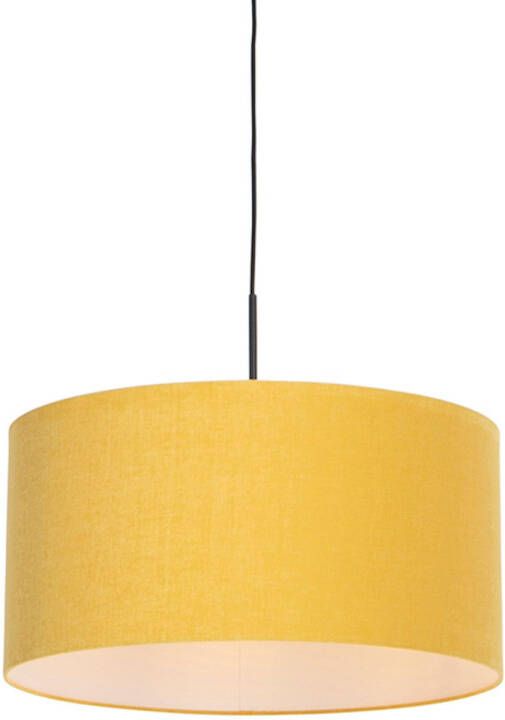 QAZQA Moderne Hanglamp Zwart Met Kap 50 Cm Geel Combi 1